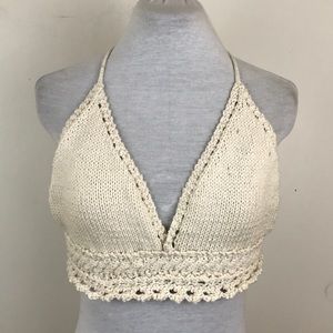 NWOT Lewis Knits Hand Knit Boho Cropped Top